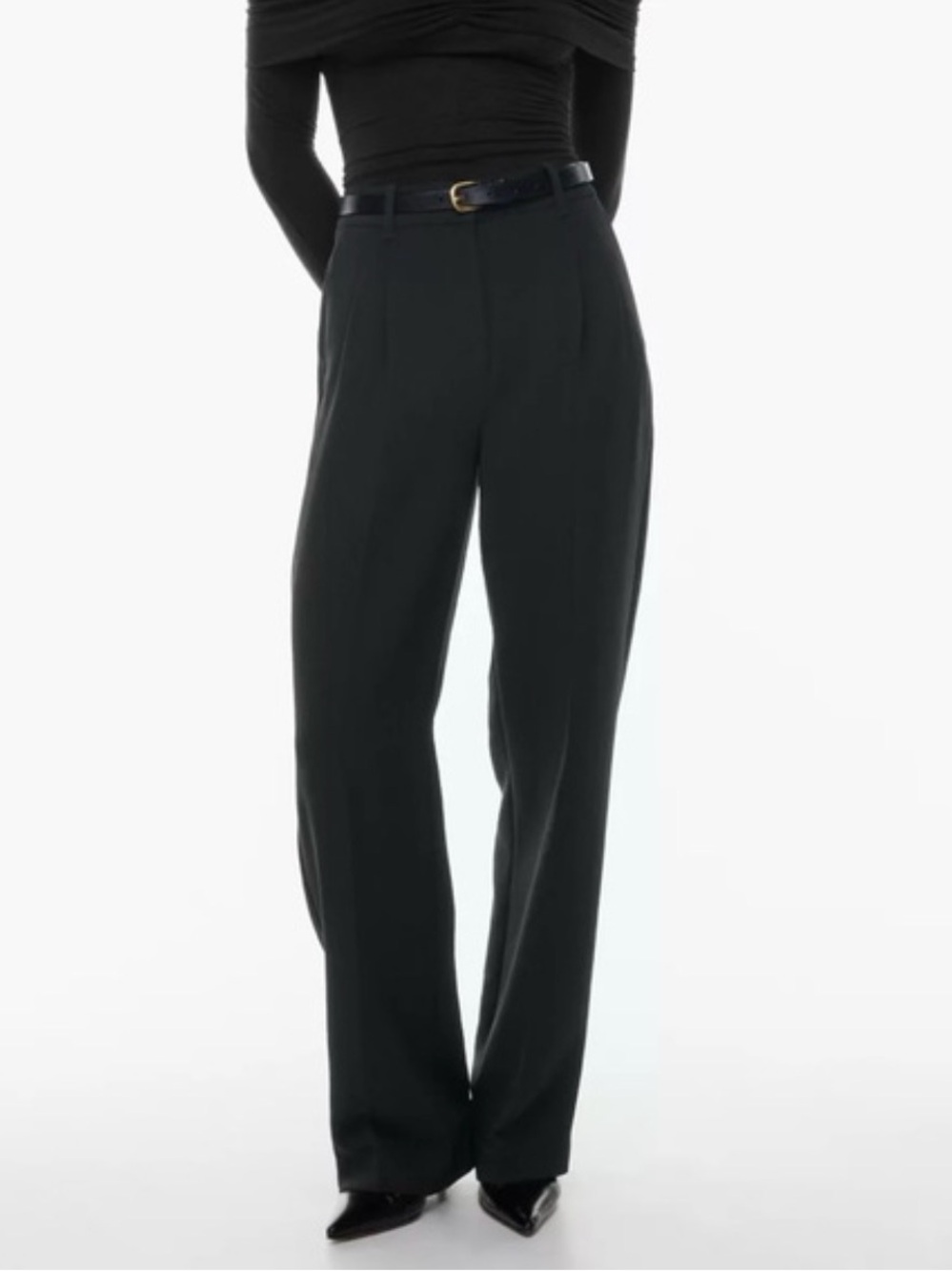 Babaton Black High-Rise Straight Leg Dress Pants